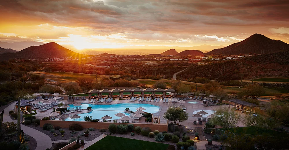 Sunset at the JW Marriott Tucson Starr Pass Resort & Spa in Tucson, Arizona.