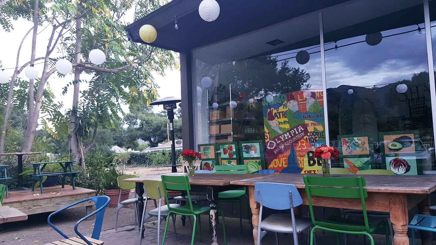 Outdoor sitting area at The Farmer and the Cook.
