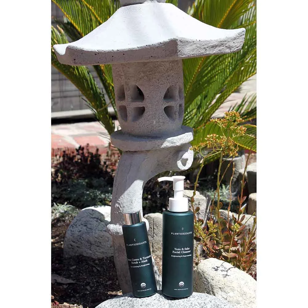 Plantioxidants Rejuvenating Cleanser: Yuzu & Sake and Brightening Treatment: Camu Camu & Turmeric Scrub.