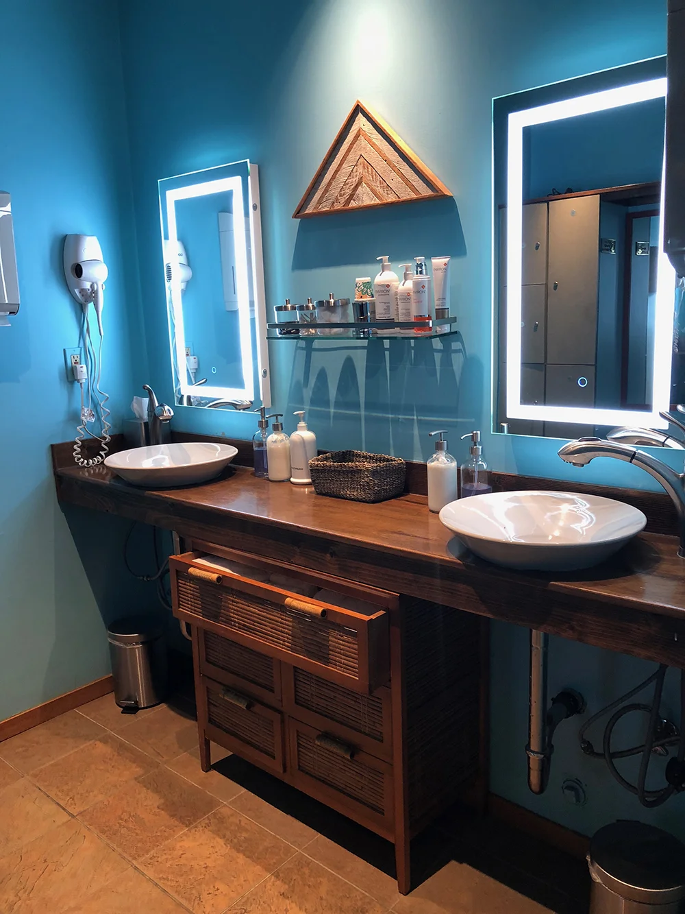 The beautifully-appointed women's changing room in the spa.