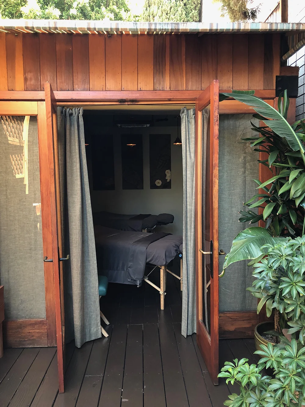The spa includes an outdoor bungalow and cabana for the ultimate relaxation experience.
