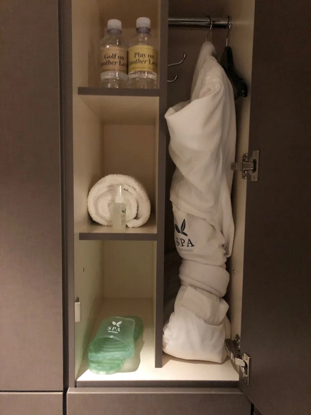 The generously stocked lockers in the Spa.
