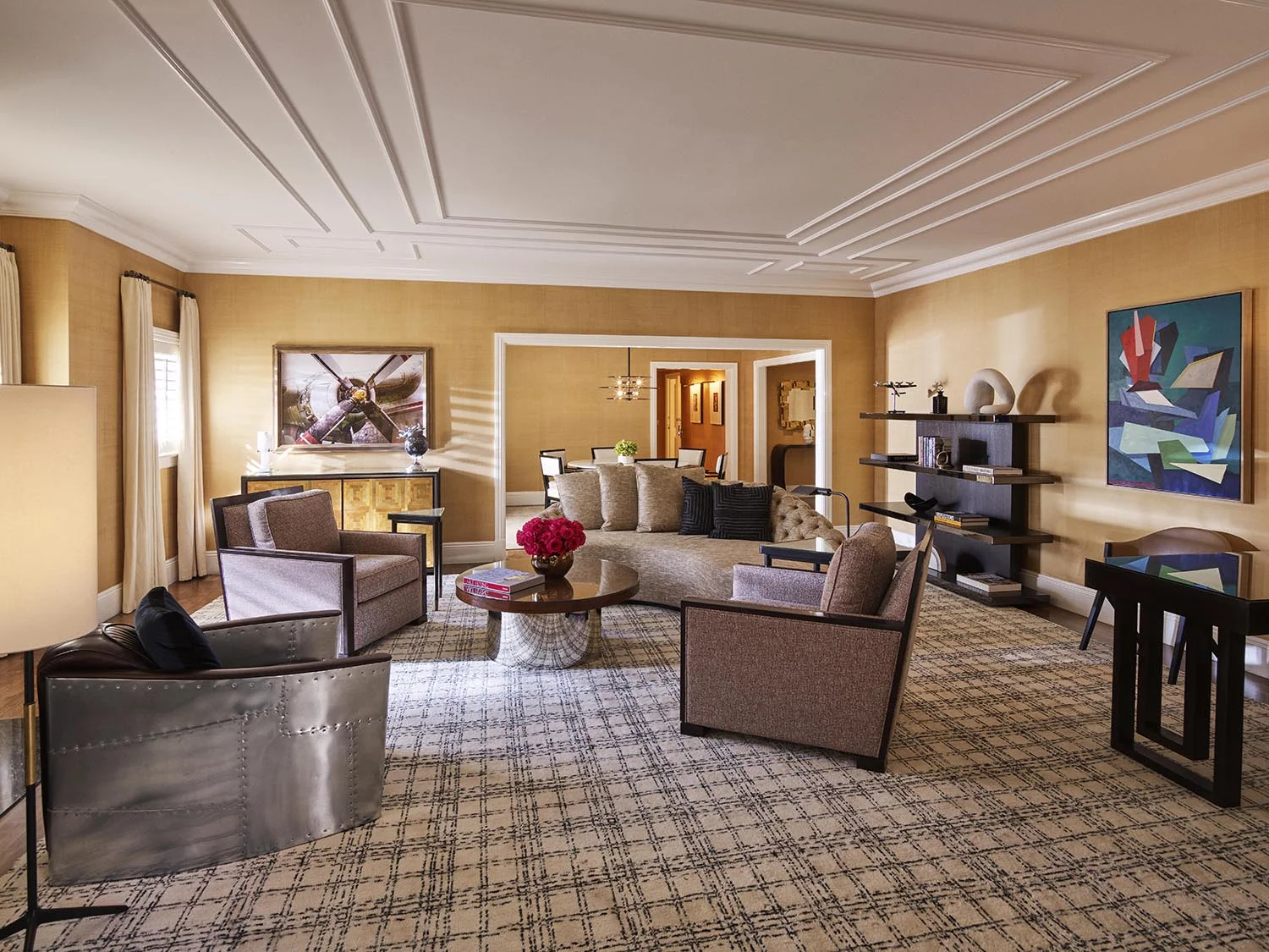 The living room in the Howard Hughes Bungalow.