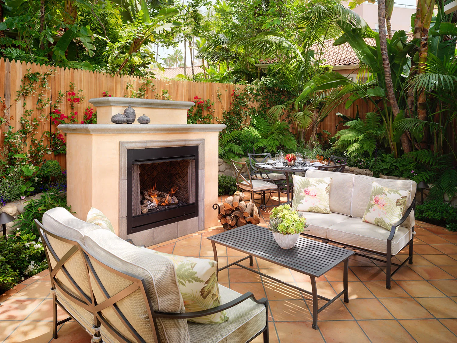 One of the bungalow’s private outdoor terraces.