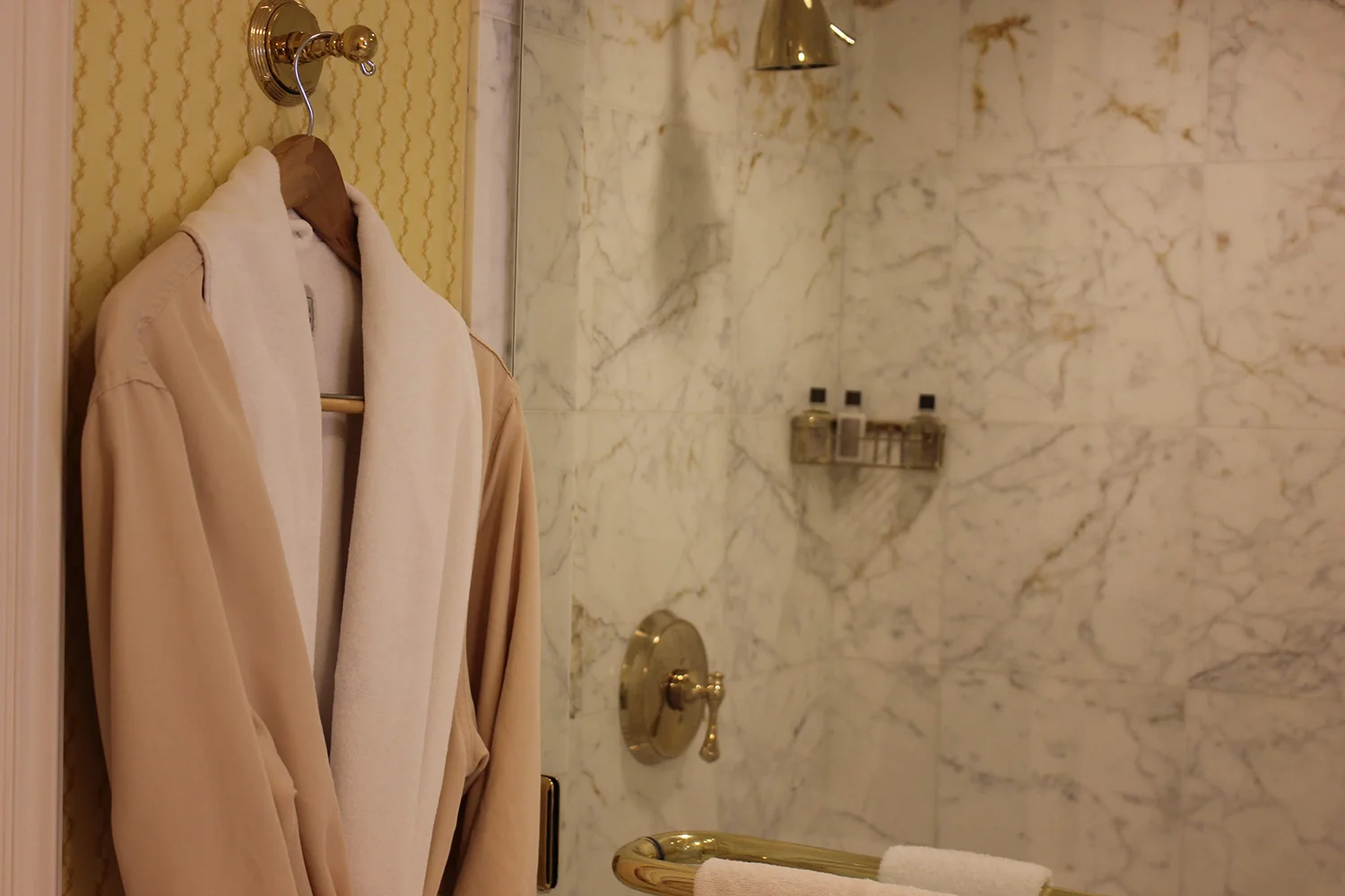 Luxury robes and marble showers are a welcome invitation to the weekend.
