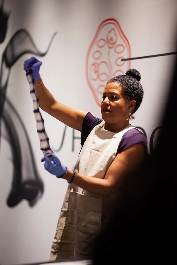 Shibori Dye demonstration by Lisa Silvera.