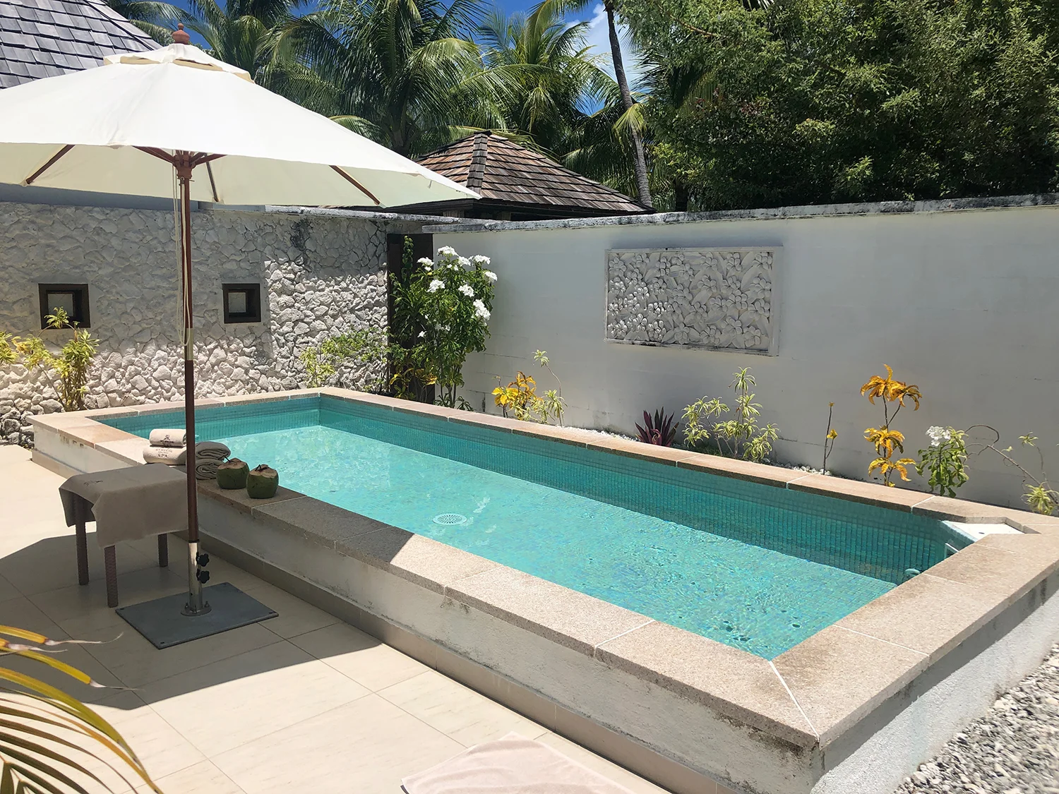 The spa’s other private wellness area has its own private pool.