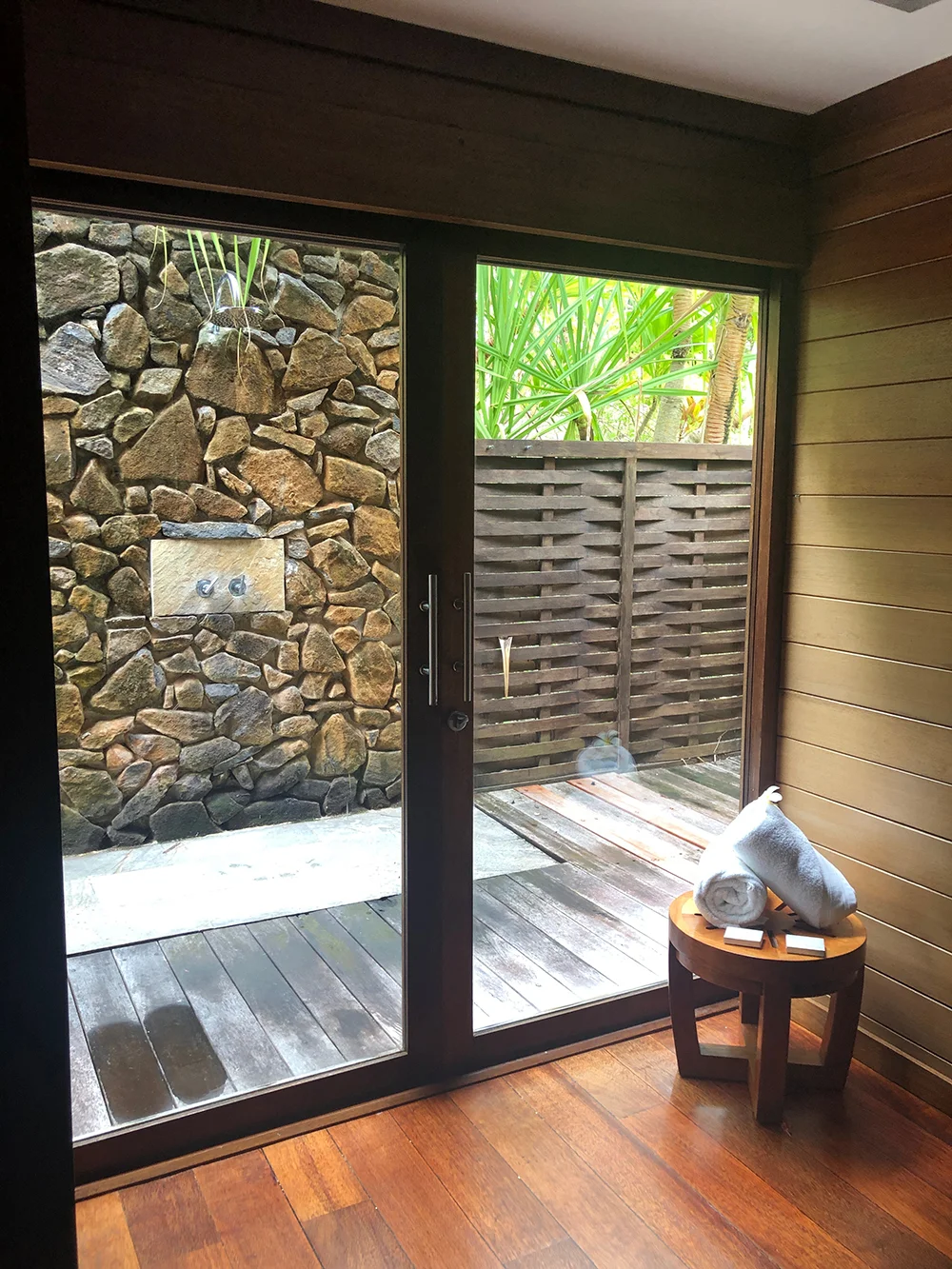 The suite also has a private outdoor shower
