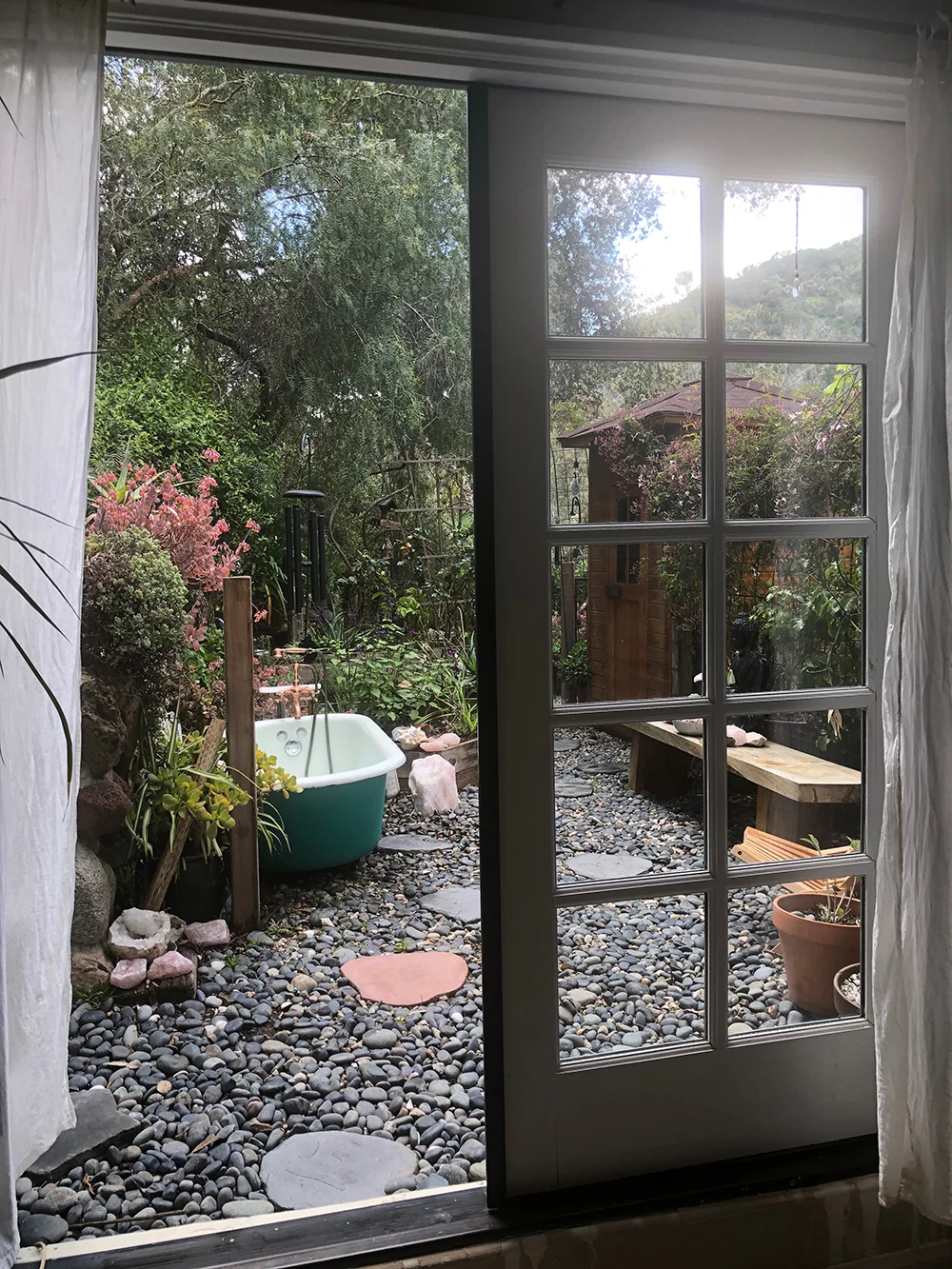 A view of the enchanting outdoor garden and spa.