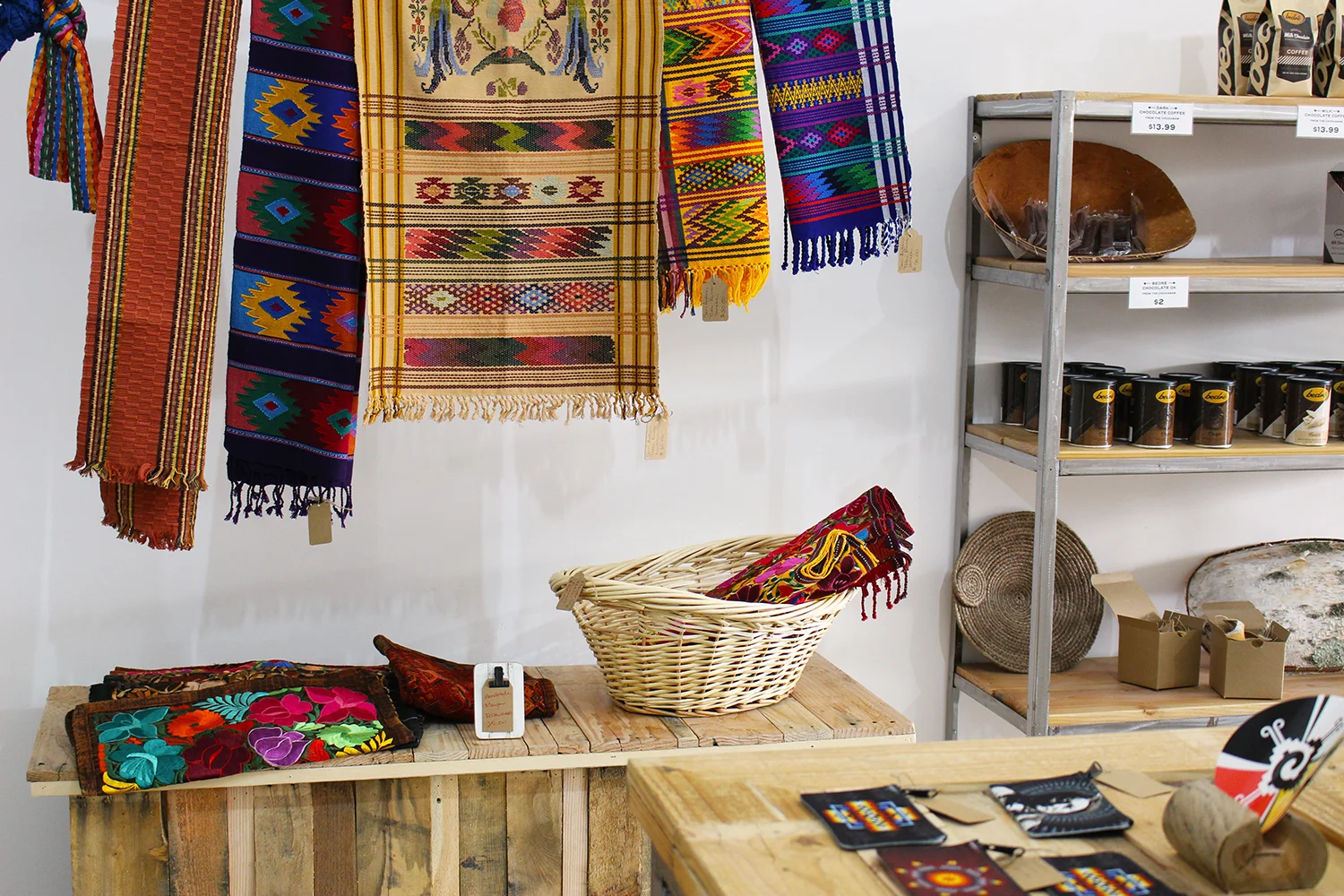 The market offers a wide variety of products, including human and dog accessories woven by the Mayans.