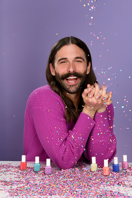 Essie Partners With Jonathan Van Ness for Pride Month and Creates Custom Rainbow Nail Art Look