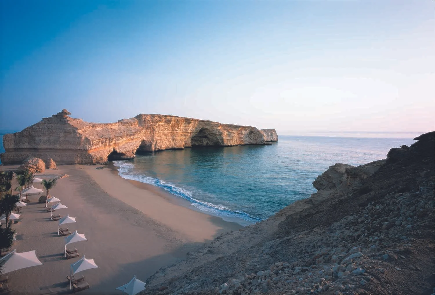 Guests can enjoy relaxing on the private Al Husn Beach.