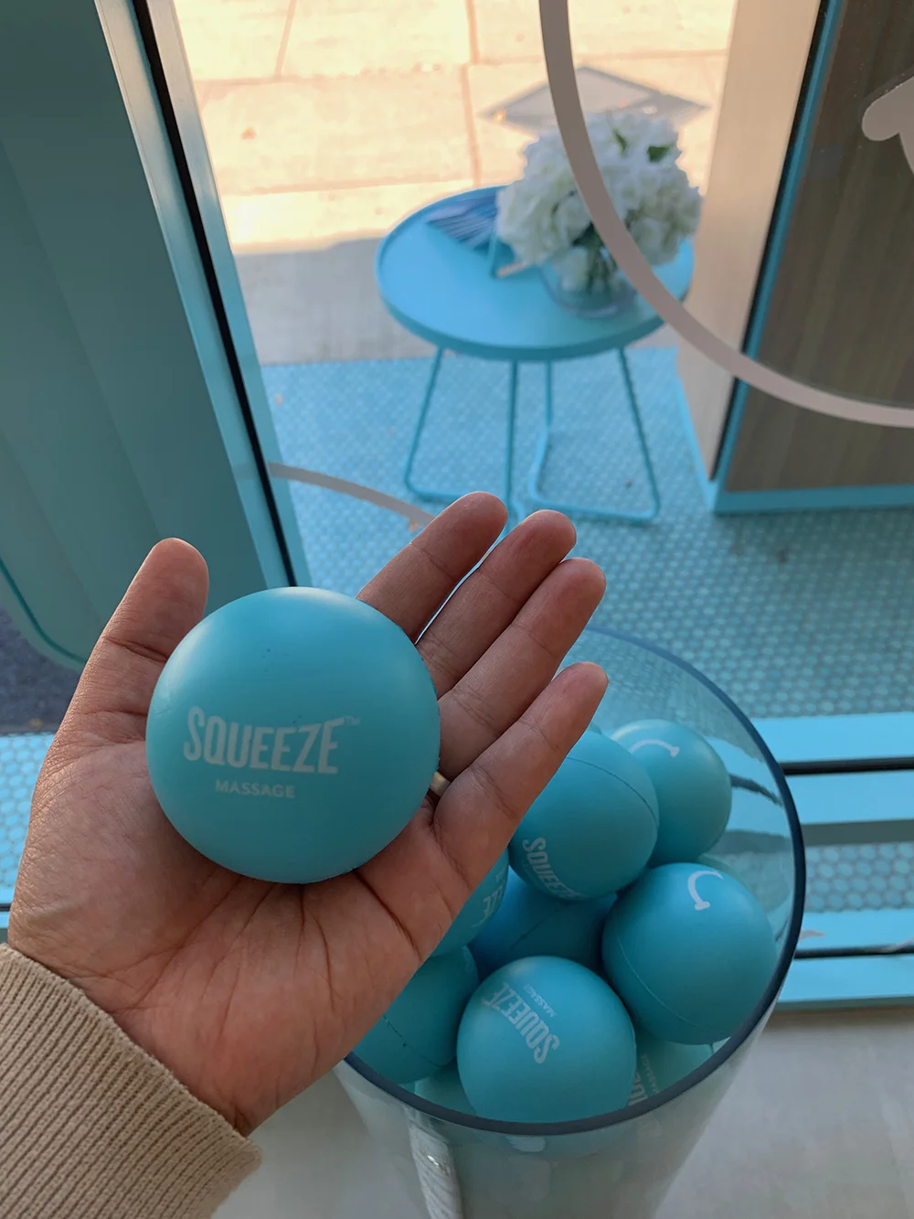 On your way out, don’t forget to take home a complimentary stress relief ball!
