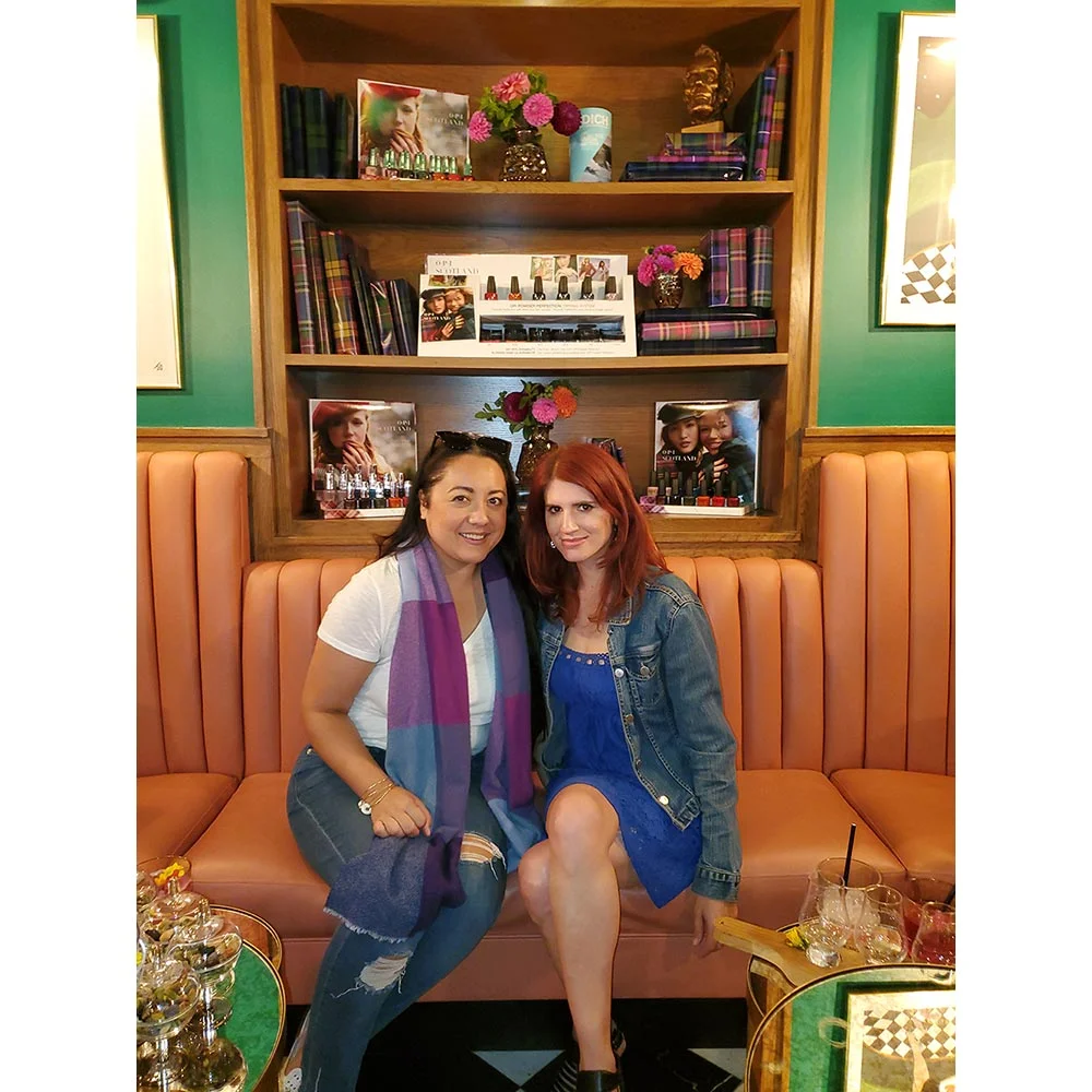 Kamala Kirk and Lizzy Sherman at the OPI Scotland celebration in West Hollywood.