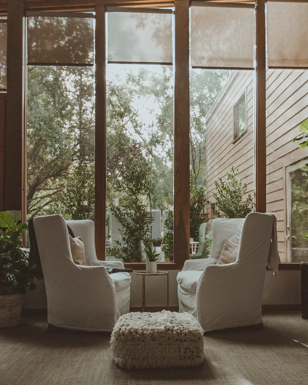 A peaceful and stylish corner of the relaxation lounge.