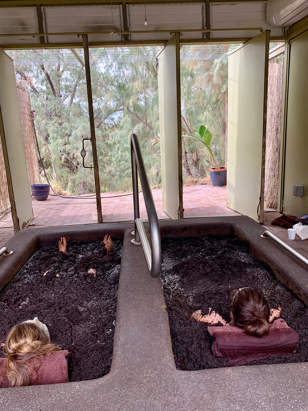 Enjoying the view from our mud baths.