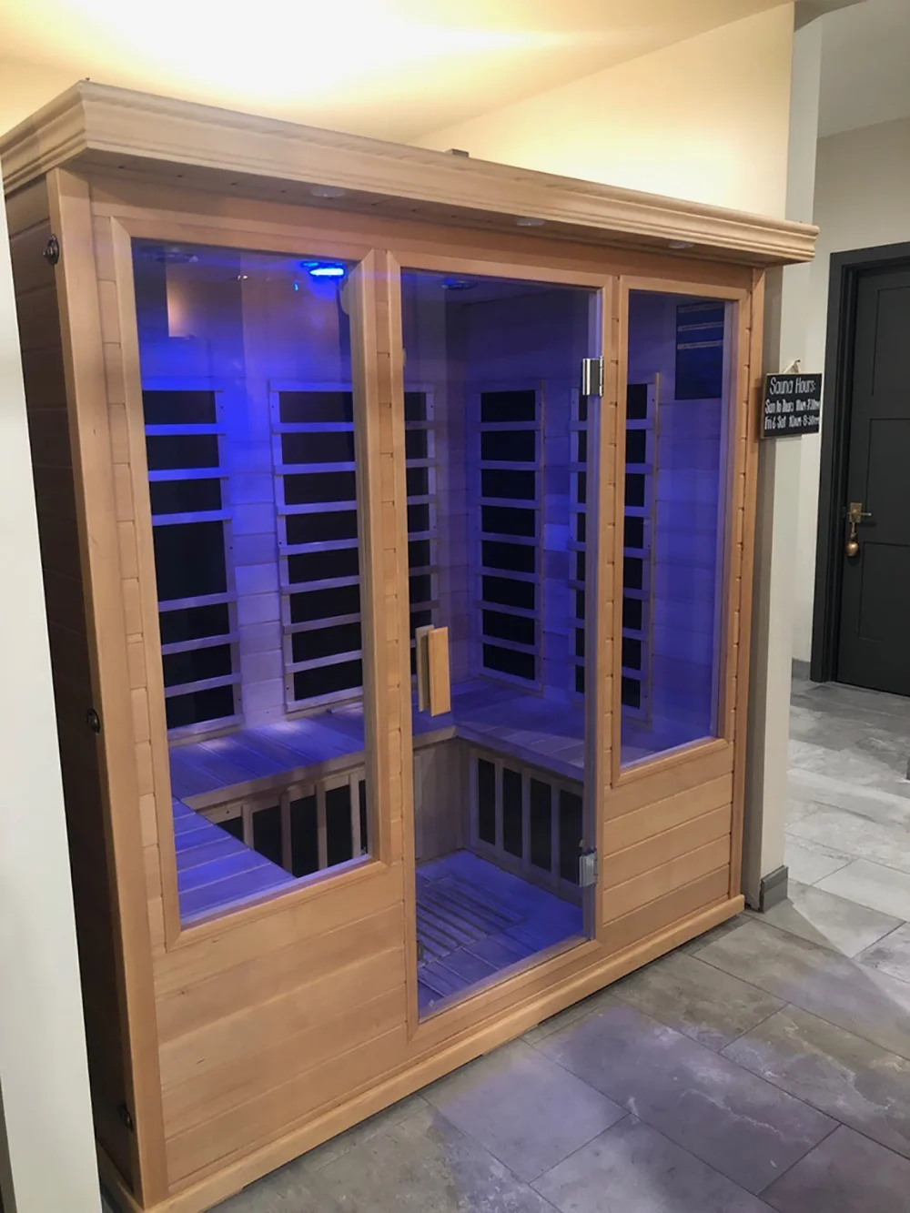 Guests can relax in the sauna before or after treatments.