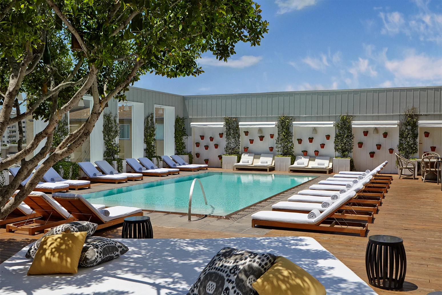 The swimming pool at Mondrian Los Angeles.