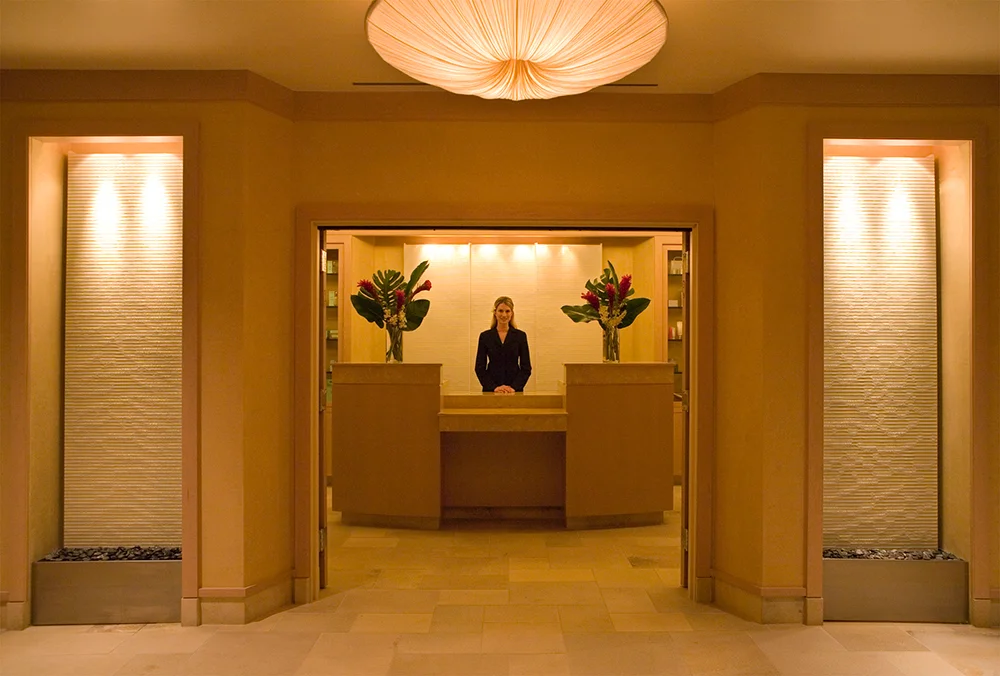 The spa’s check-in desk.