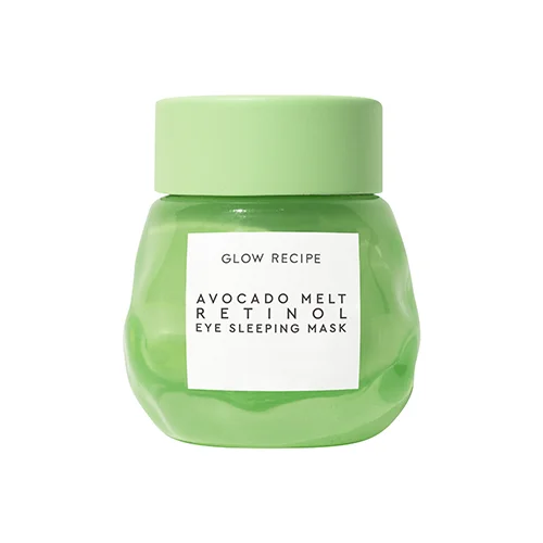 Glow Recipe Avocado Melt Retinol Eye Sleeping Mask smoothes and brightens the appearance of dark circles while nourishing the eye area with avocado, encapsulated retinol, and coffeeberry.