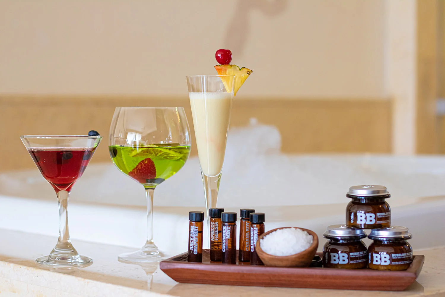 At Grand Velas Riviera Maya, guests can now indulge in an in-suite bubble bath menu inspired by their favorite cocktail.