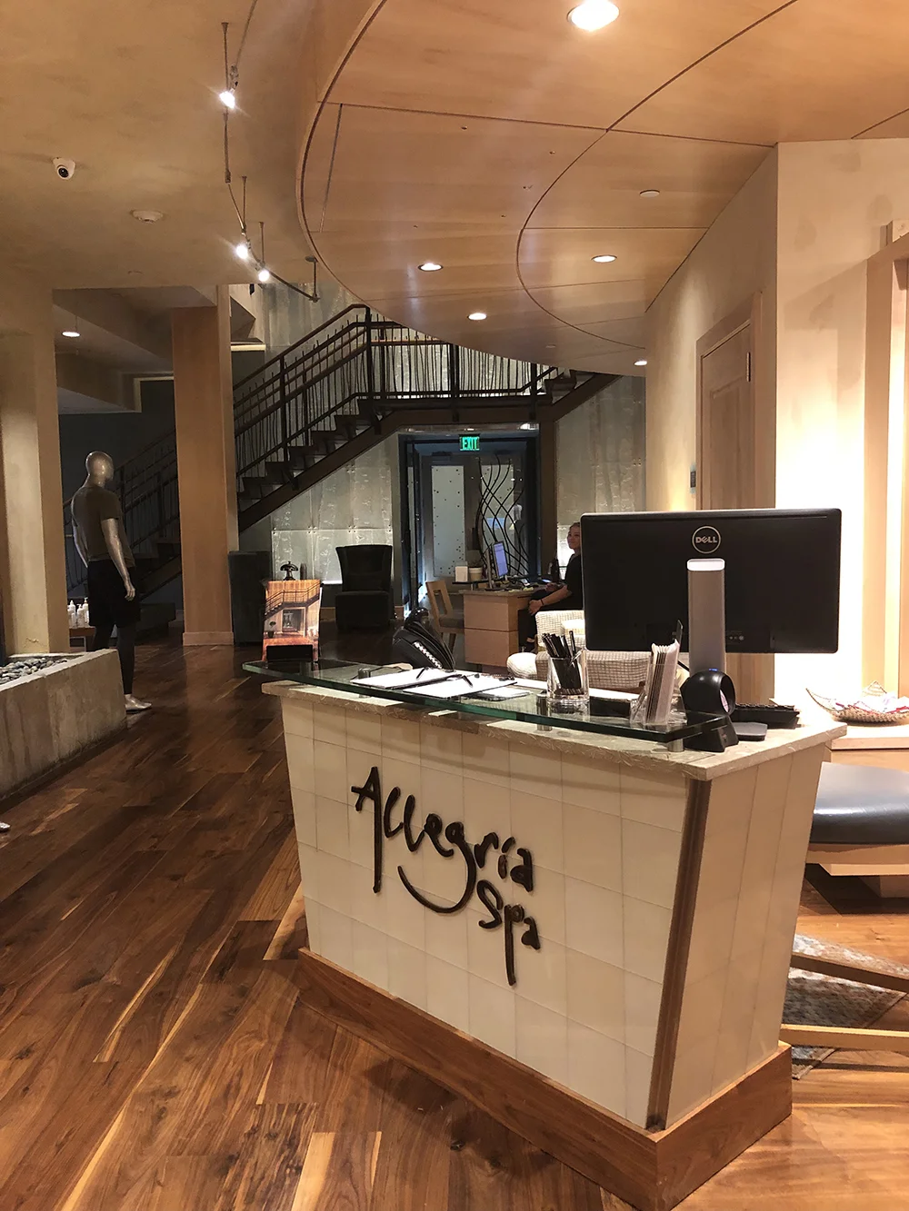 The check-in desk at Allegria Spa at Park Hyatt Beaver Creek.