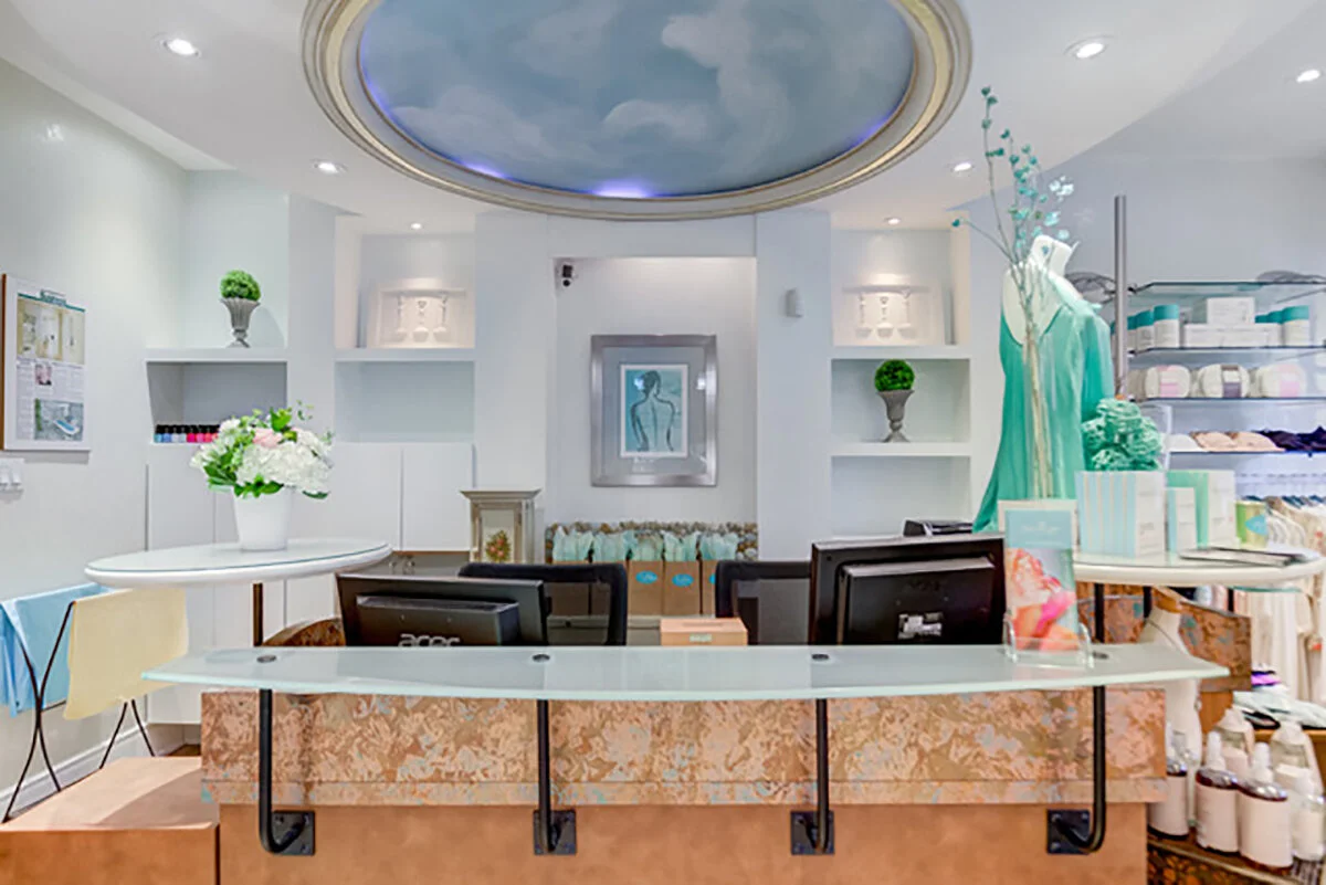 The spa’s check-in desk.