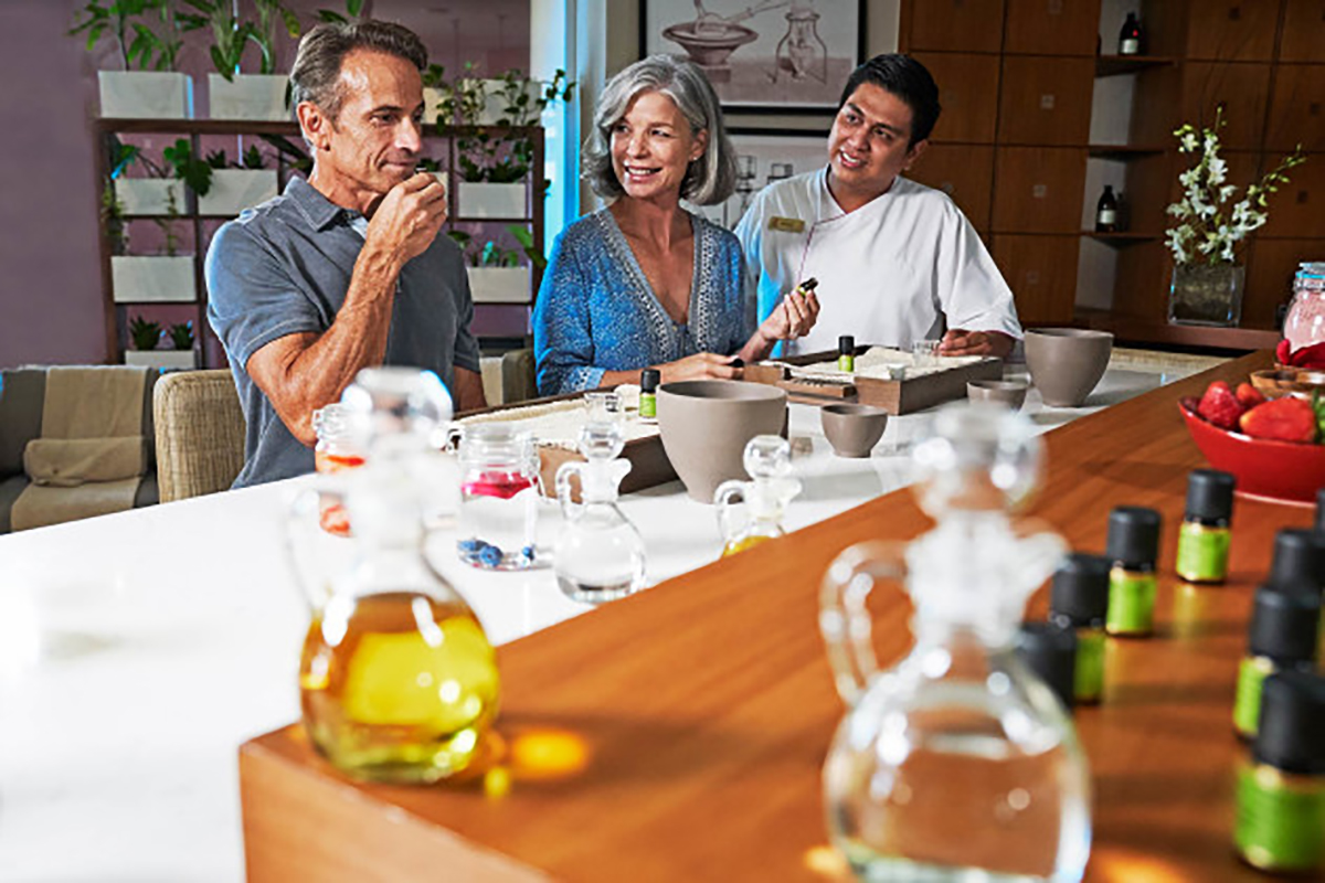 Guests also enjoy Alchemy workshops where they can create masks, fragrances, or body lotions from an individual selection of aromatherapy oils and organic ingredients.