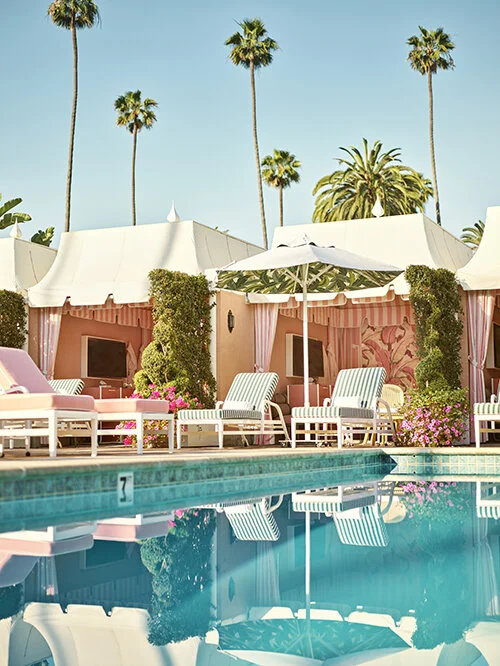 The Beverly Hills Hotel Redesigns Historic Poolside Cabanas