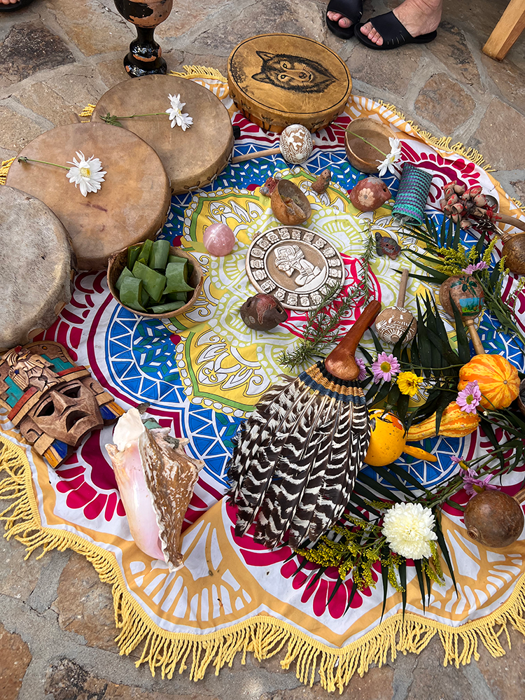 Setting intentions as we are getting ready to enter the temazcal ceremony.