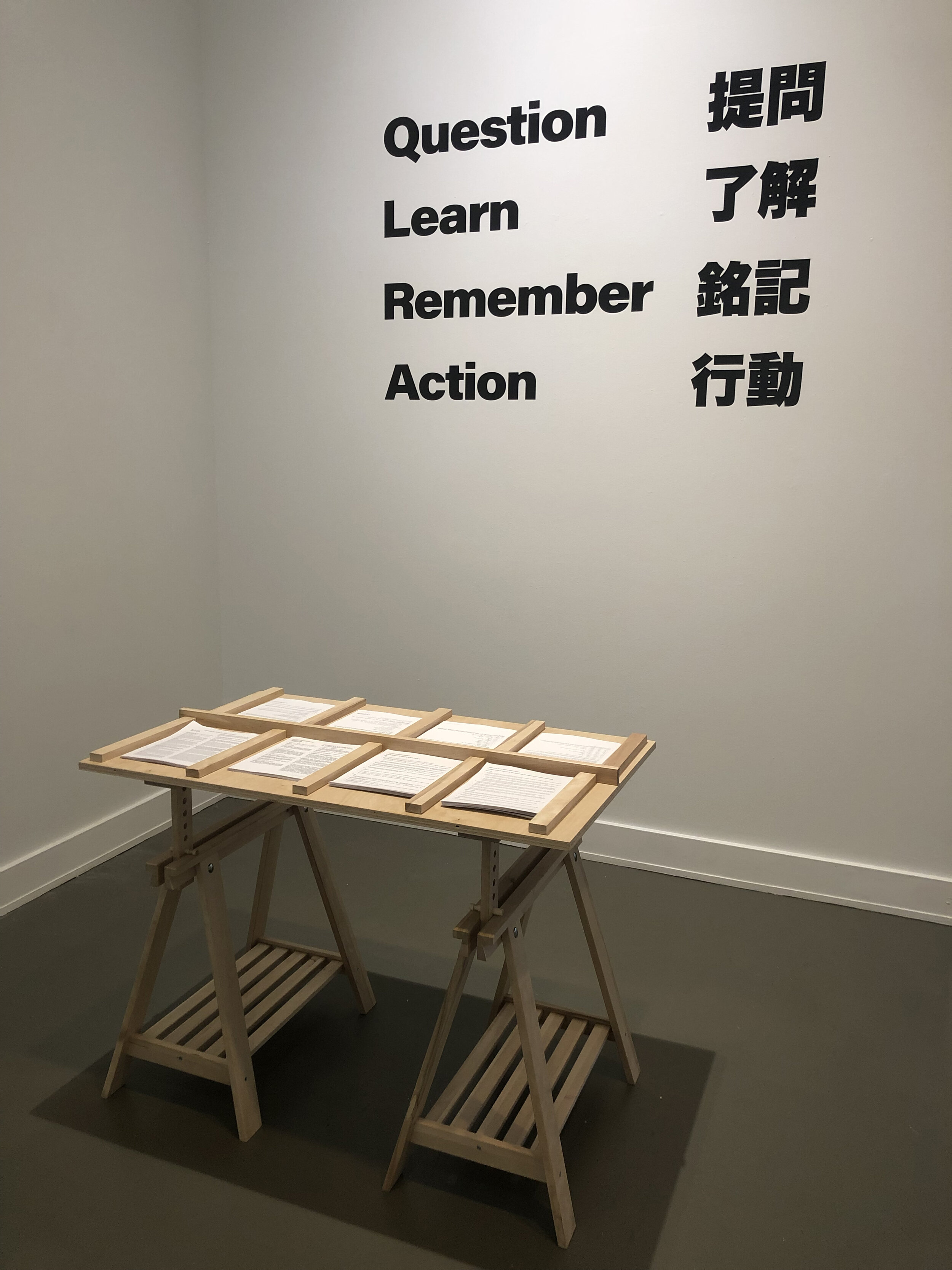 Question / Learn / Remember / Action 提問 / 了解 / 銘記 / 行動 2019