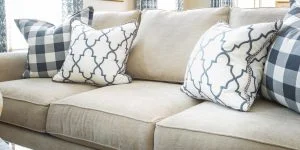 Couch with decorative pillows