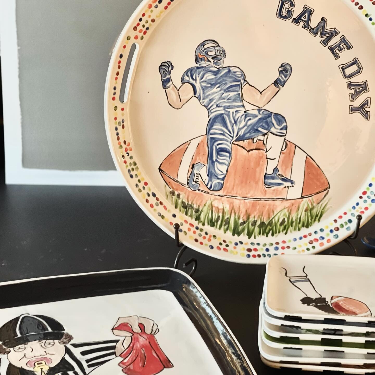 Get ready for the big game! One of a kind serving ware from Naples, FL artist, Lynne Hall! Don&rsquo;t stop with just a great app, serve it on something special as well. Stop by our retail boutique and grab yours.