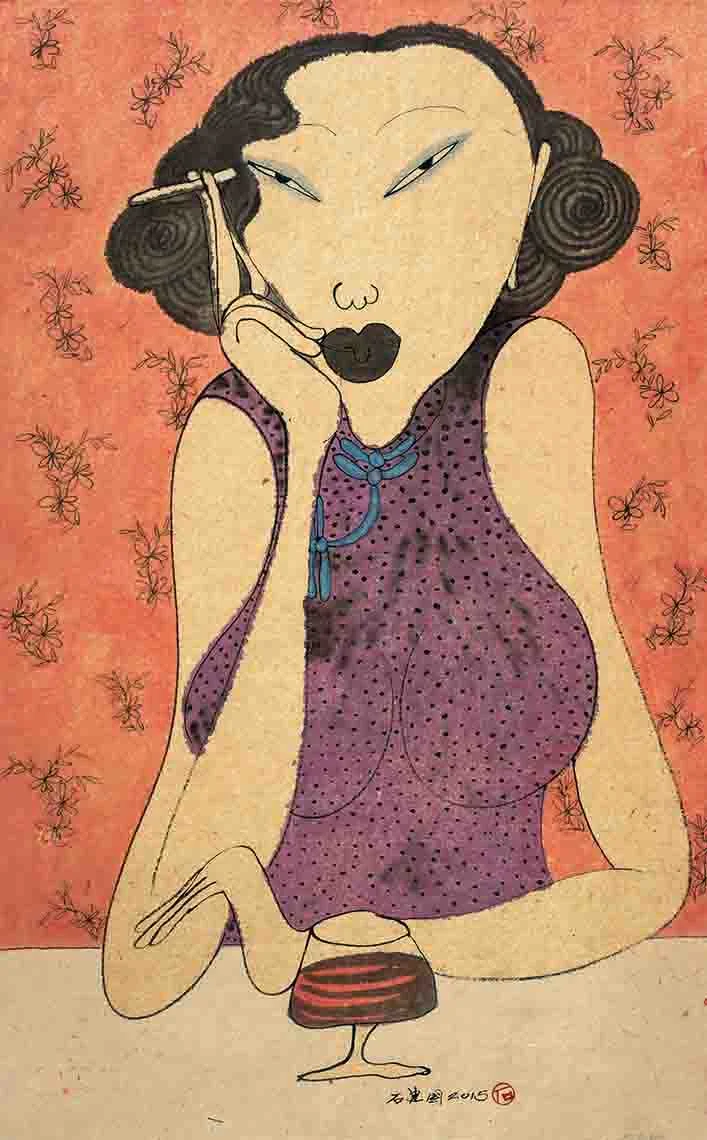 Red Wine (1) Ink Colour on Paper 76 × 48 cm 2015