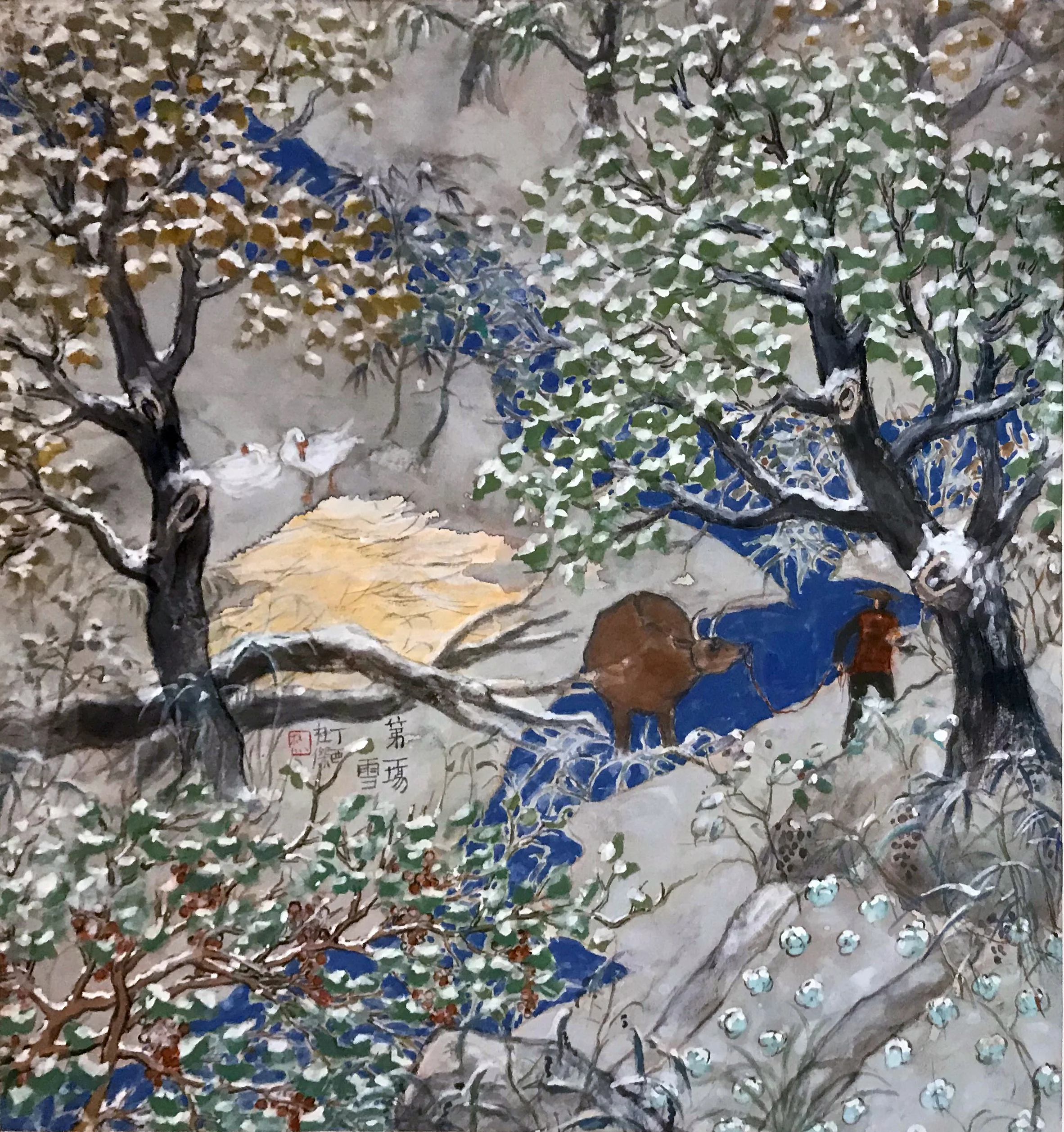  First Snow  Ink Colour on Paper  68 × 68 cm  2017 