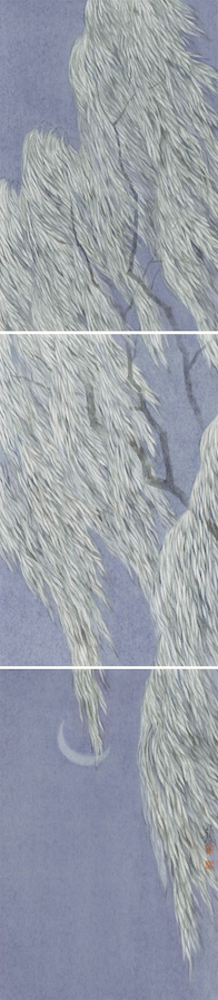 Weeping in Breeze  Ink and Colour on Silver-flecked Paper  60 x 40 cm x 3  2018    Artwork Enquiry