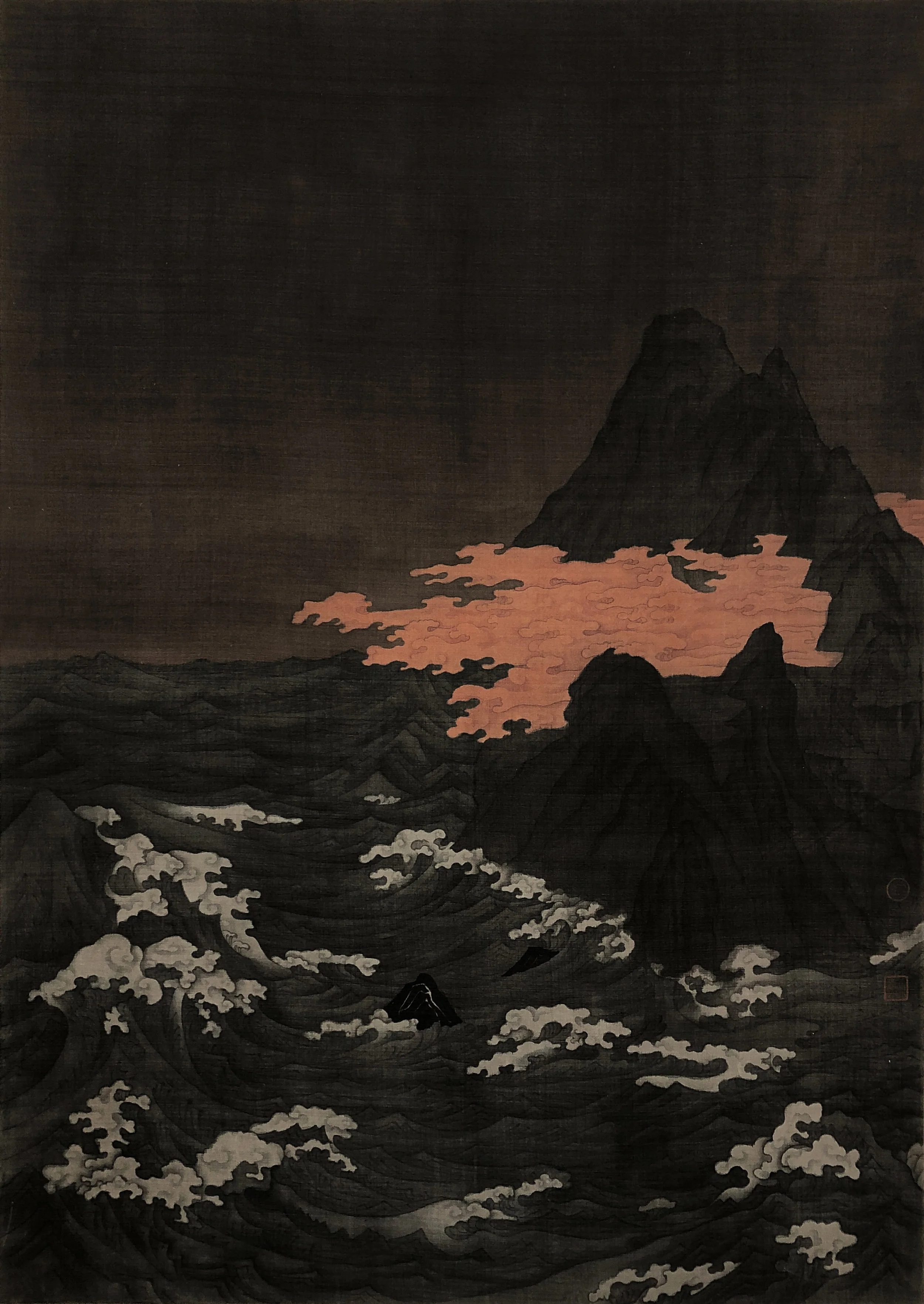 Yi Shan No. 6 Ink and Colour on Silk 82.5 x 58.5 cm 2018