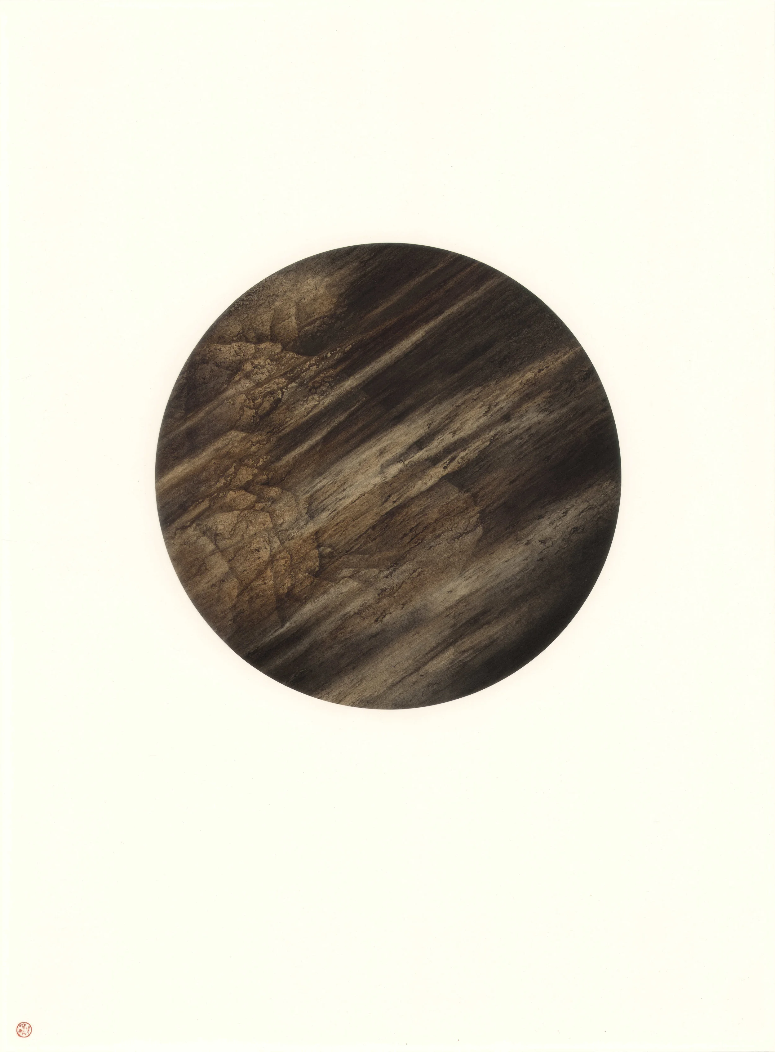 Cultivation of Rock Series (Ⅳ) Ink and Colour on Paper 86 x 63.5 cm Diameter of circle 38 cm 2013