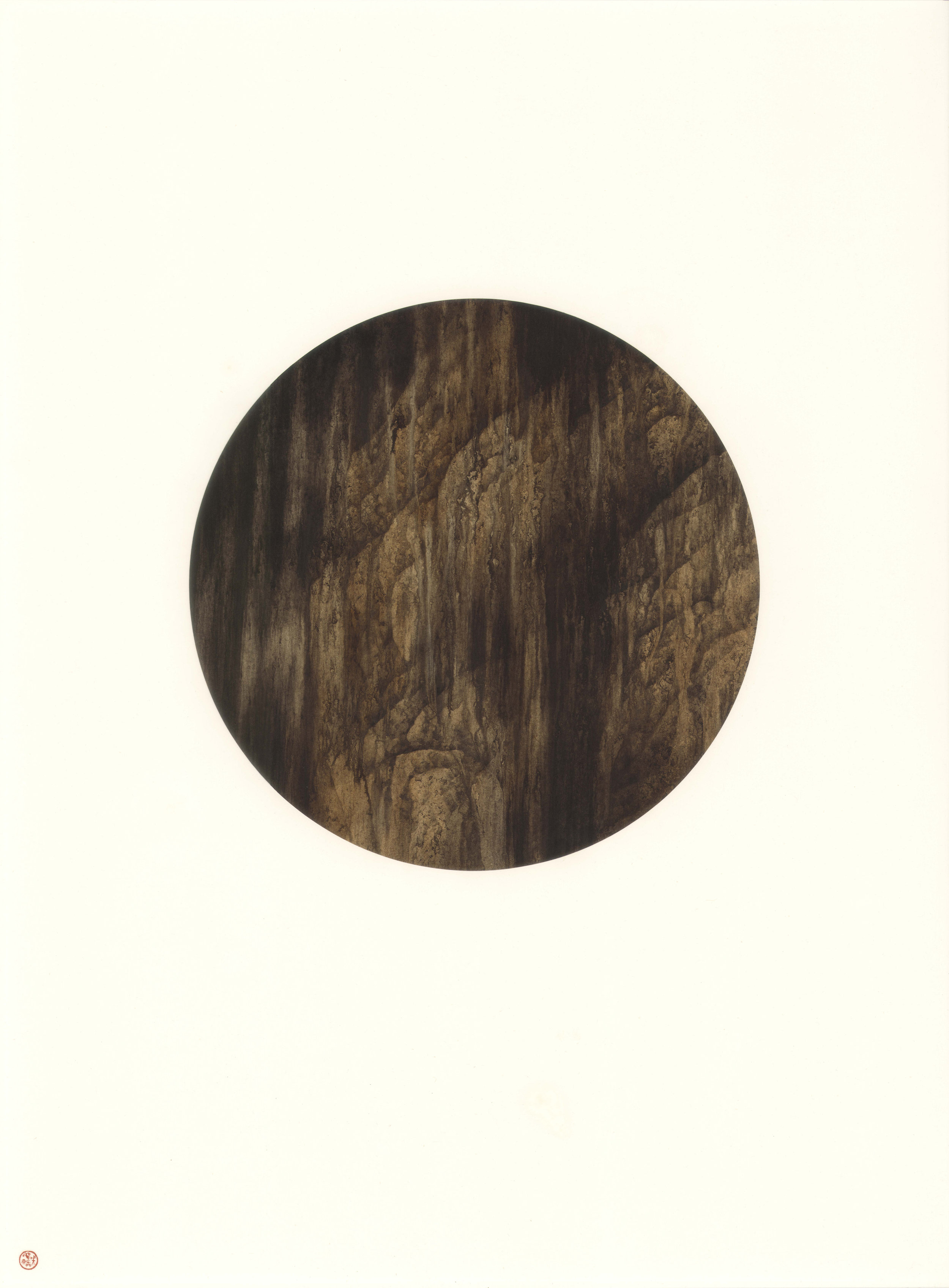 Cultivation of Rock Series (Ⅴ) Ink and Colour on Paper 86 x 63.5 cm Diameter of circle 38 cm 2013