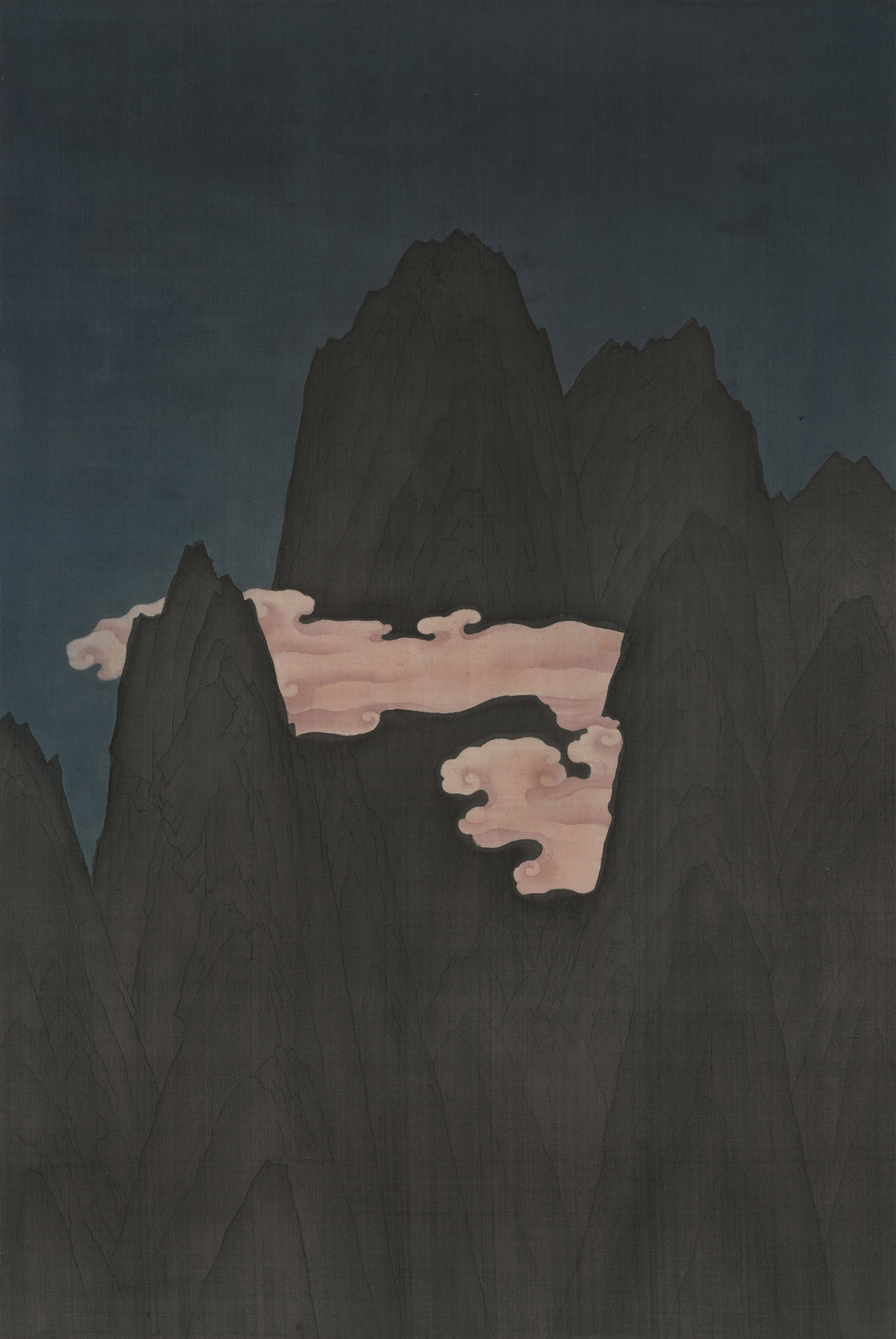 Mountains in the Mist Ink and Colour on Silk 66.5 x 44.5 cm 2019 Artwork Enquiry