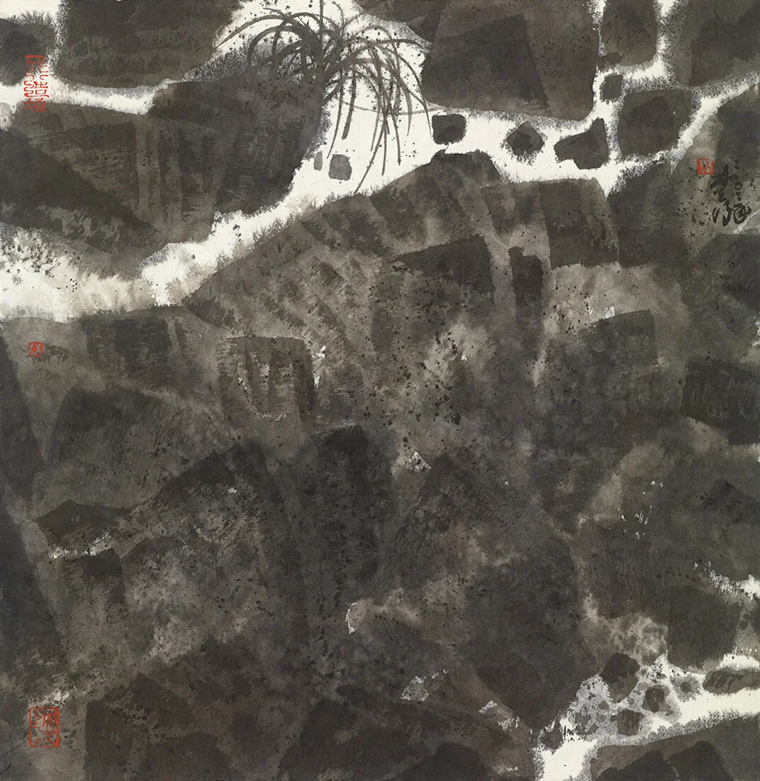  Waiting  Ink and Colour on Paper   74 x 72 cm   2020 