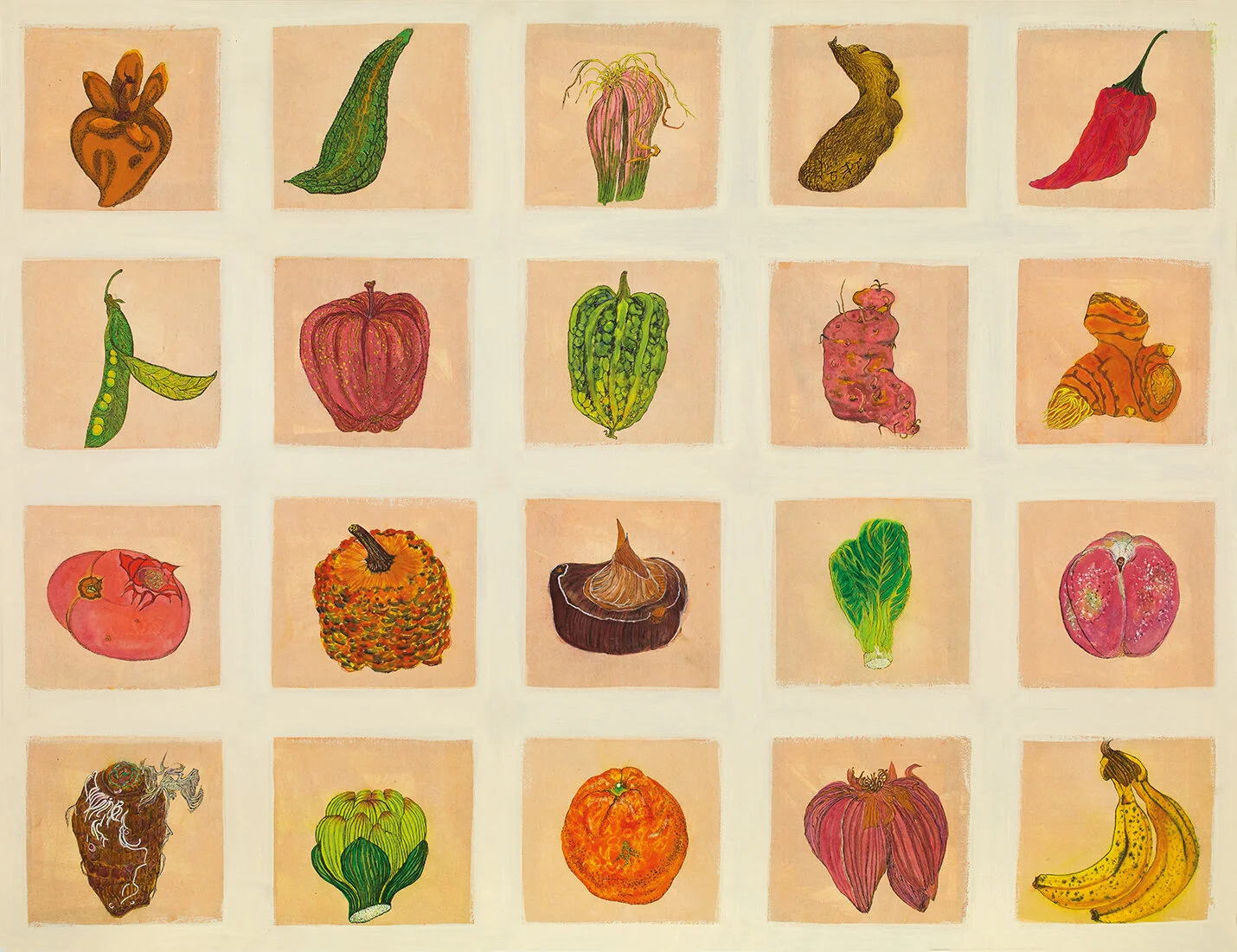 Vegetable Garden Album of 20Ink, Mixed Media and Collage on Linen122 x 183 cm1997