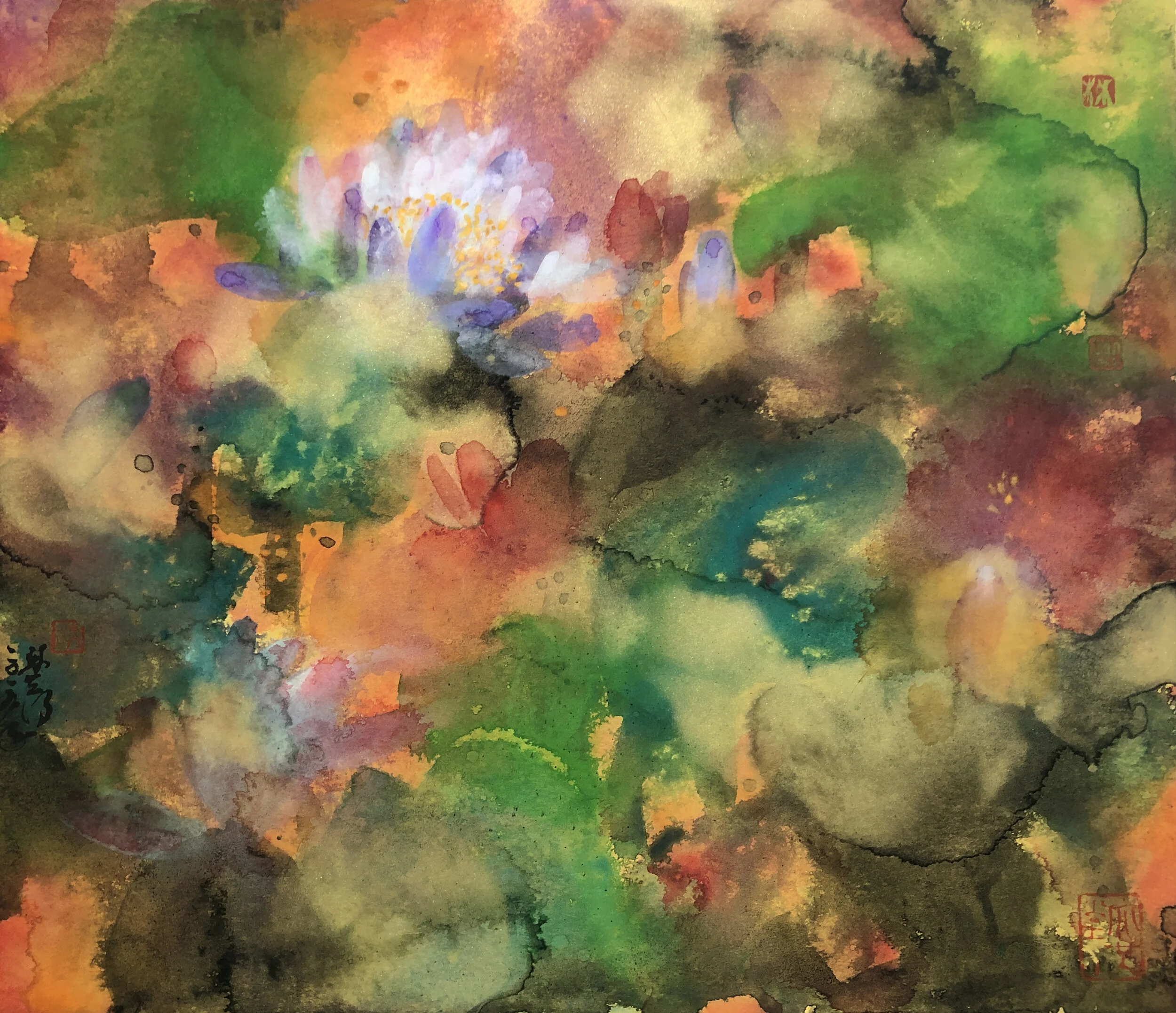  Enchanting Lotus II  Ink and Colour on Paper 􏰦􏰑􏰧􏰨􏰩􏰃  45 x 53 cm  2020 