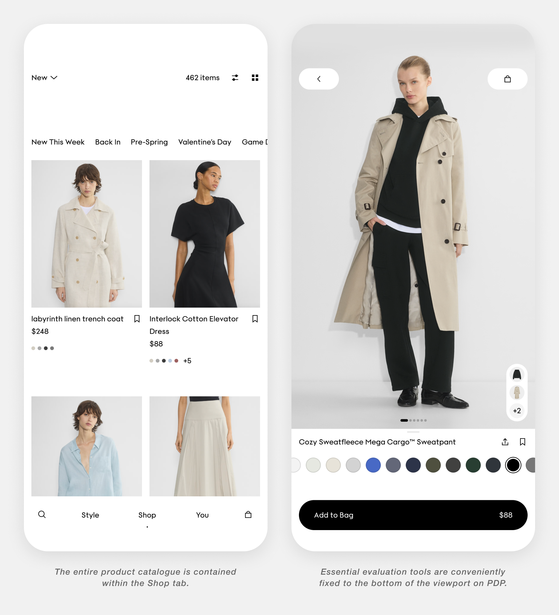 Aritzia iOS App Screens
