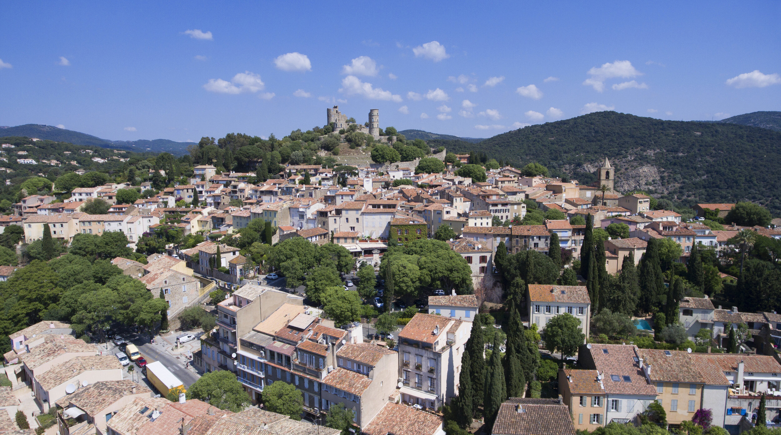 Aerial view of Grimaud village