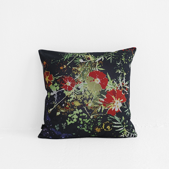 cushion black flowery