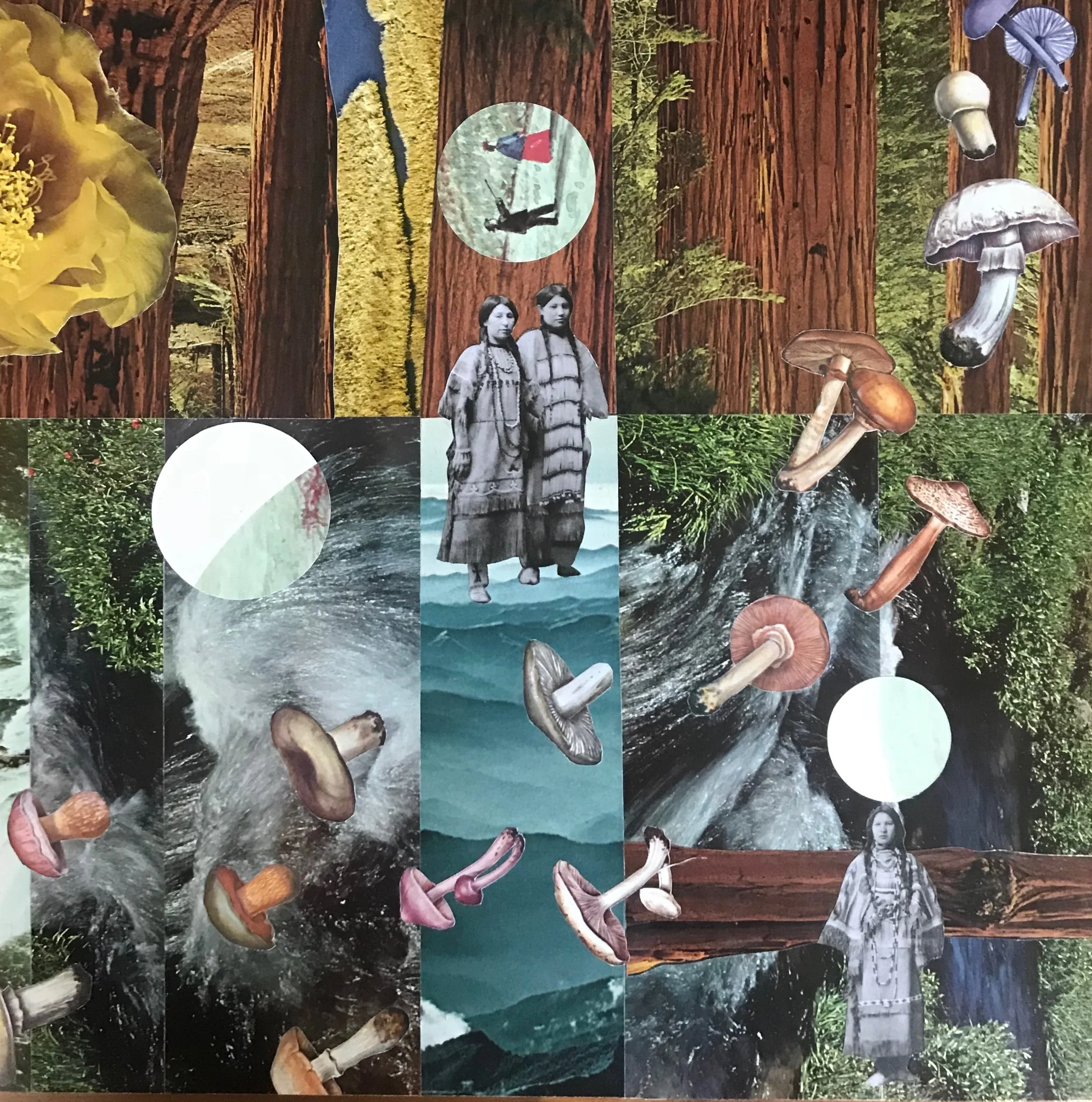 Collage (Cascade) from Baby Pictures 12"X 12" (on wood) 2018