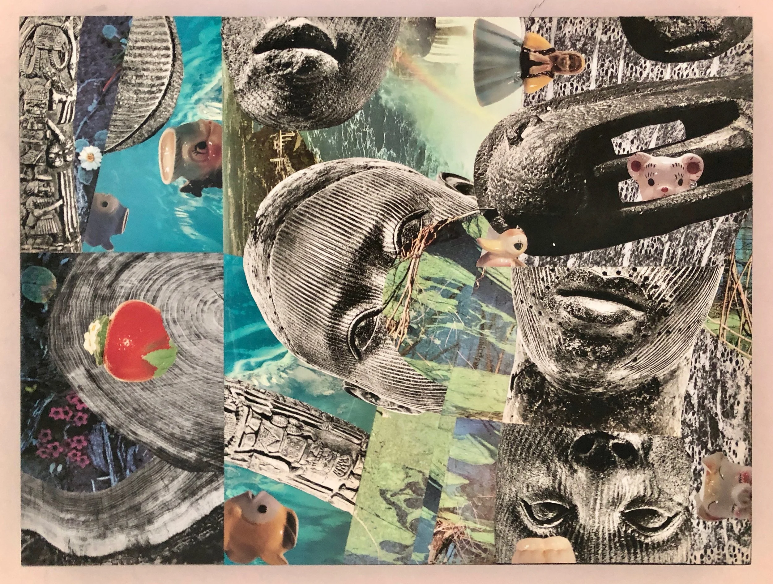 Collage (Swim) 18" x 24" (on wood) 2018