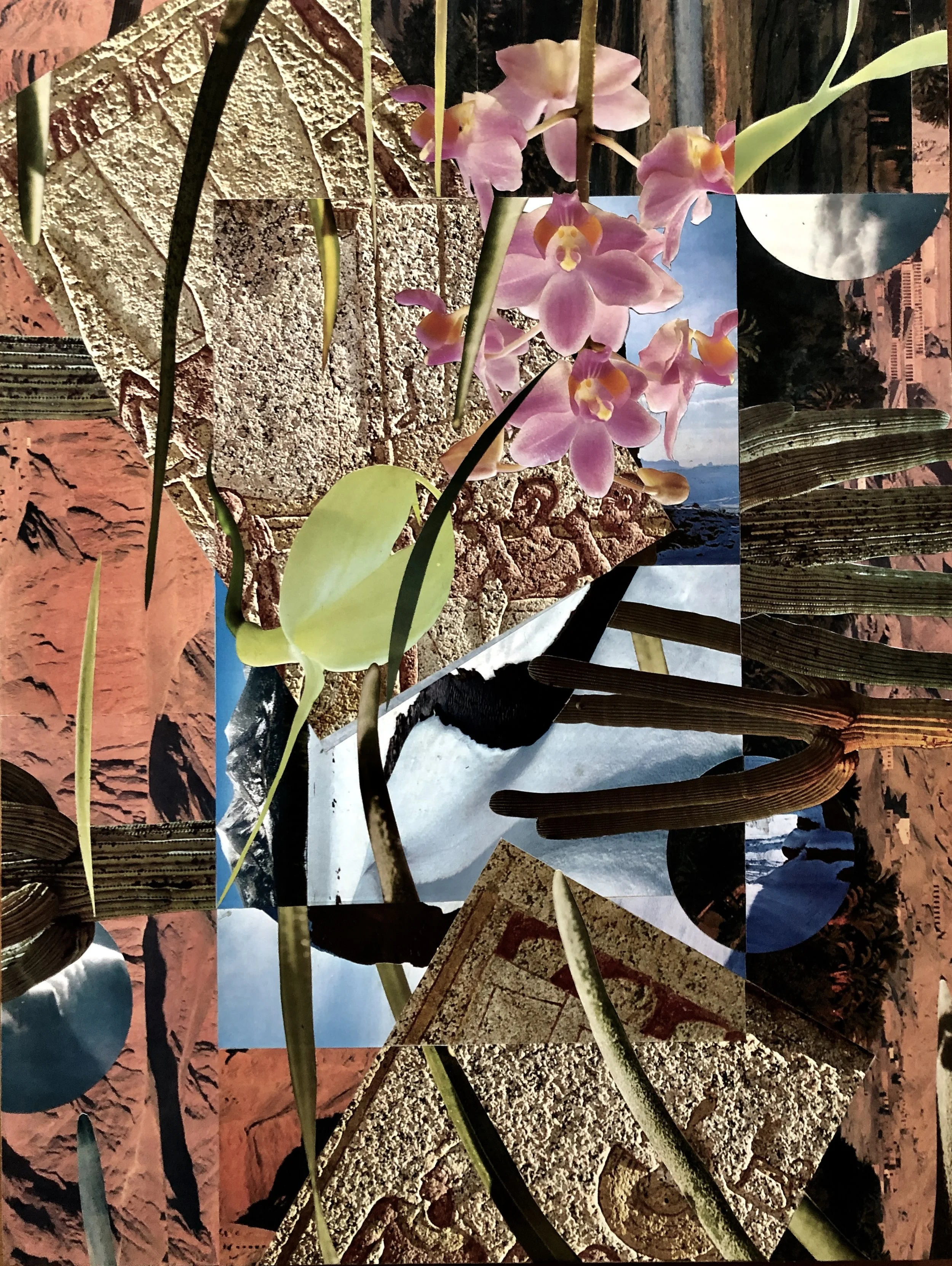 Collage (Above) 24” x 18” (on wood) 2018