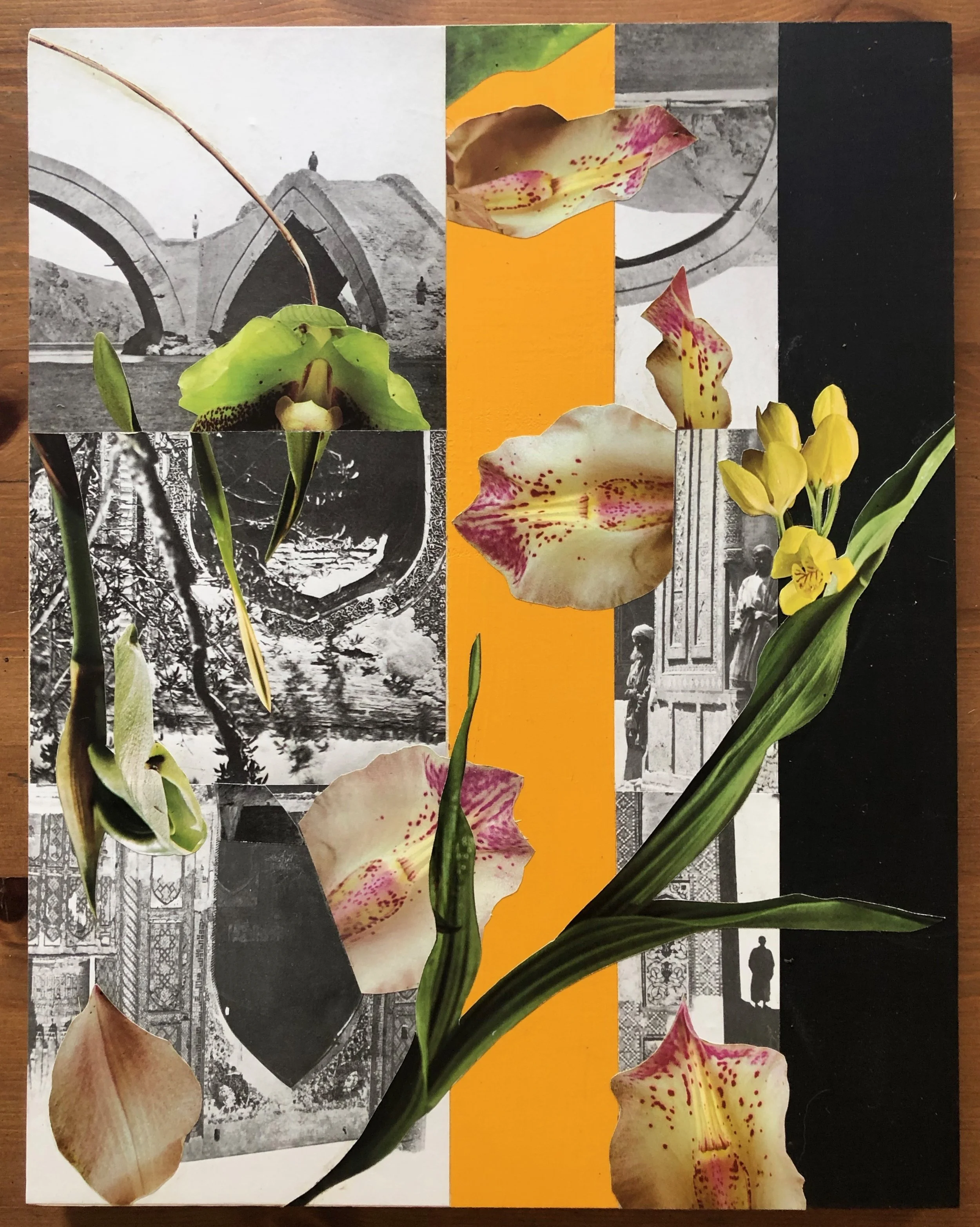 Collage (Gate) 11” x 14” (on wood) 2019